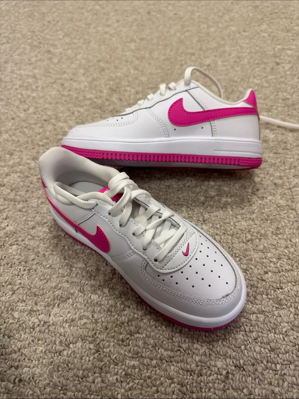 Nike Kids White and Hot Pink Sneakers